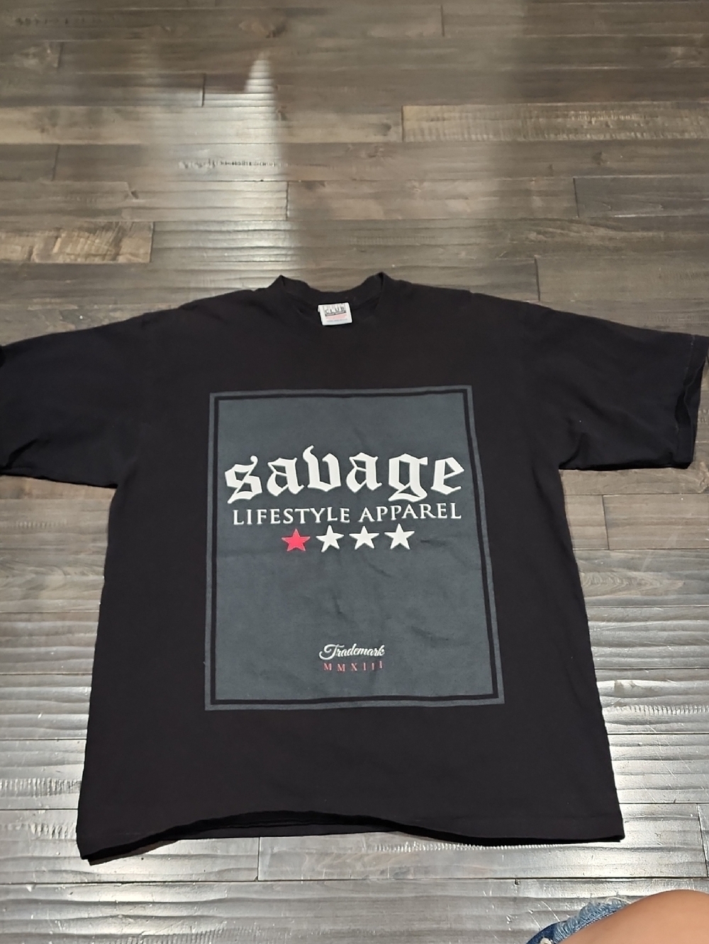 Savage Black Short-Sleeve Savage Graphic Tee with Red Accent